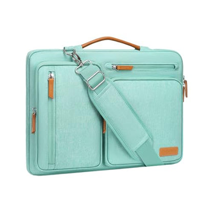 MOSISO 360 Protective Laptop Shoulder Bag, 14 inch Computer Bags | Compatible with HP Lenovo Dell ASUS Acer, HP, Dell, Lenovo,Side Open Messenger Bag with 4 Zipper Pockets&Handle, Aqua Green - color: Aqua Green, size: 14 inch