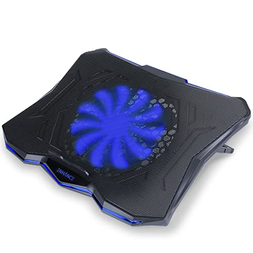 ENHANCE Cryogen 5 Gaming Laptop Cooling Pad Stand - Laptop Cooler with 7 Adjustable Height Settings & Dual USB Ports up to 17 inches - 1 Ultra Quiet High Performance LED Fan 800 RPM - Blue - color: Blue