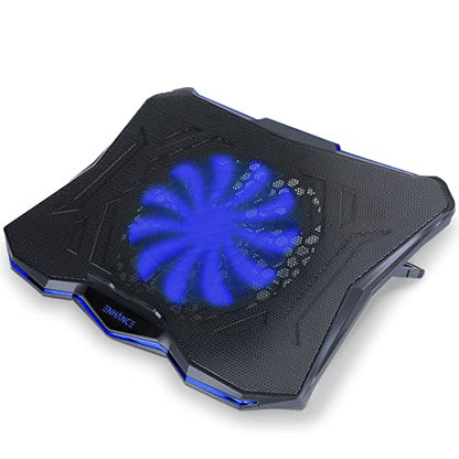 ENHANCE Cryogen 5 Gaming Laptop Cooling Pad Stand - Laptop Cooler with 7 Adjustable Height Settings & Dual USB Ports up to 17 inches - 1 Ultra Quiet High Performance LED Fan 800 RPM - Blue - color: Blue