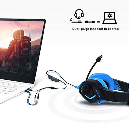 Headset Adapter 3.3 FT 3.5mm Mic and Audio Headphone Splitter for PC | Braided CTIA 4 Pole TRRS Male to 2-TRS Female Jack Stereo Y Cable for Dual-Plug Game Headset to PS4, Xbox, Phone, Laptop, PC - size: 1 Pack / 3.3 Feet