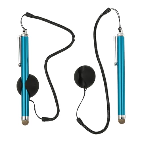 PATIKIL 2 Pcs Screen Capacitive Pen with Spring Rope Fixing Dock High Sensitivity for Mobile Phone Car Navigation GPS POS Tablet Laptop, Light Blue - color: Light Blue