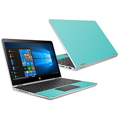 MightySkins Skin Compatible with HP Pavilion x360 15.6" (2018) - Solid Turquoise | Protective, Durable, and Unique Vinyl Decal wrap Cover | Easy to Apply, Remove, and Change Styles | Made in The USA - color: Turquoise