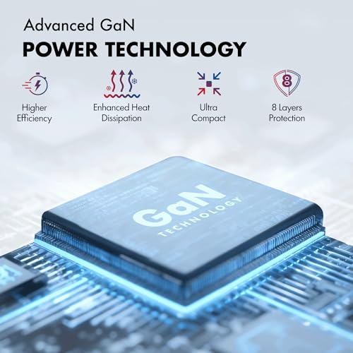 65W GaN Charger, Wozoyo 2XType-C & USB-A Superfast 2.0 Charging, Compatible for iPhone 17/16/16 Pro Max/15 Series/iPad Pro, Smartphones, Tablets and More, PD/PPS/QC 3.0,Compact Foldable Plug