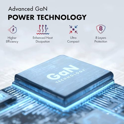 65W GaN Charger, Wozoyo 2XType-C & USB-A Superfast 2.0 Charging, Compatible for iPhone 17/16/16 Pro Max/15 Series/iPad Pro, Smartphones, Tablets and More, PD/PPS/QC 3.0,Compact Foldable Plug