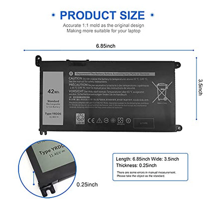 42Wh YRDD6 1VX1H Battery for Dell Inspiron 5482 5485 7586 3583 5491 5591 5481 3310 2-in-1 5593 5584 3493 3593 3793 5480 3582 5581 5590 3584 5493 5585 5594 5598 3501 P93G001 VM732 Vostro 3491 5490 - size: YRDD6