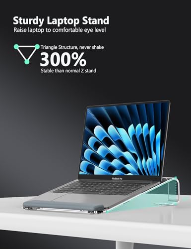 JCZT Clear Acrylic Laptop Stand for Desk, with Wrist Rest, Ergonomic Detachable Mount Compatible with 10-17'' All Laptops Such as MacBook Air Pro/HP/Dell/Lenovo - color: Acrylic Clear