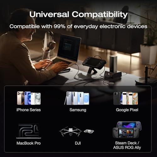 EF ECOFLOW Rapid Pro Power Bank, 20,000mAh 4-Port with 230W Max Output, Portable Charger with 100W Built-in Cable, TSA-Approved, App Control, for MacBook, iPhone 17/16 Series, Laptops, and More - size: Rapid Pro 20K mAh