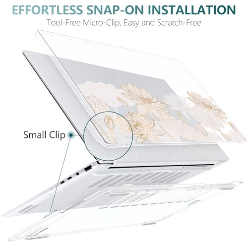 Batianda for ASUS Zenbook 14 OLED Case (UX3405 / UM3406) 2024 2025 Release, Slim Plastic Hard Shell Protective Cover with Artistic Designs, Ultra-Thin Lightweight Laptop Case, Golden Lotus - color: Golden Lotus