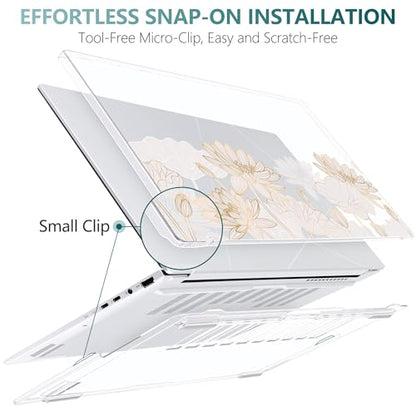 Batianda for ASUS Zenbook 14 OLED Case (UX3405 / UM3406) 2024 2025 Release, Slim Plastic Hard Shell Protective Cover with Artistic Designs, Ultra-Thin Lightweight Laptop Case, Golden Lotus - color: Golden Lotus