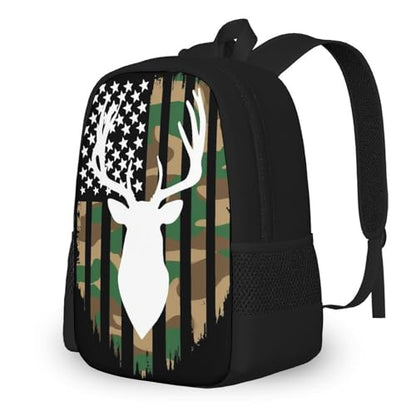 Waterproof College Gym Backpack Lightweight Travel Day Pack Carry On Backpack For Women Men Hunting Deer Camo Camouflage American Flag Black - color: Color570