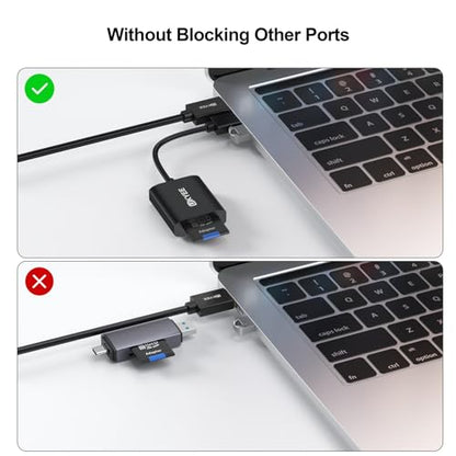 SD Card Reader, High-Speed USB 3.0 to Micro SD Card Reader, Dual Slot Simultaneous Read Write Compatible with SD,SDHC,SDXC MicroSD,MicroSDHC,MicroSDXC, for Windows,Mac,Linux Systems