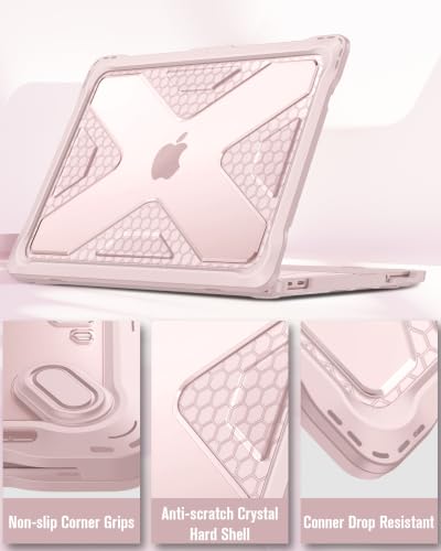 Fintie Rugged Case for MacBook Neo 13 Inch A3404 2026, Blush | Heavy Duty, Fingerprint Resistant, Shock-Absorbing, TPU Bumper, Hard Shell, Snap-On Cover, Work Travel Study Daily Use - color: Blush