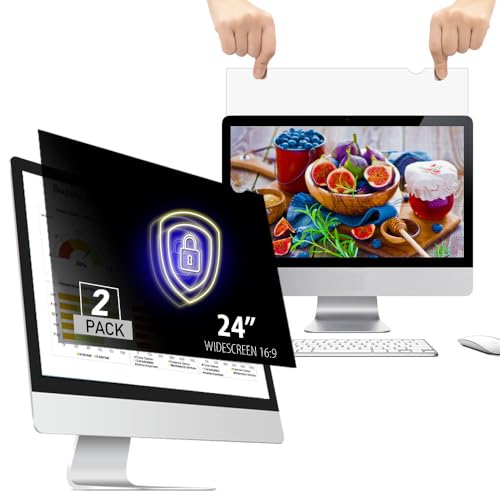 [2 Pack] 24 Inch - 16:9 Aspect Ratio - Computer Privacy Screen Filter for Widescreen Monitor - Anti-Glare - Protects Eyes from Harmful Glare and Blue Light - size: [2 Pack] 24 inch Widescreen (16:9)