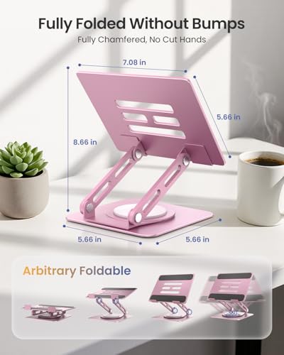 LOXP Adjustable Tablet Stand, 360 Rotating iPad Stand with Heavy-Duty Base | for Travel, Desk, Office, 4.7-16.9" Device, iPad Pro Air Mini, Kindle, Surface Tablet, Portable Monitors - Purplish Pink - color: Purplish Pink