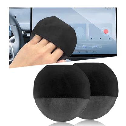 Ohleats Car Screen Cleaner, 4.33"×4.33" Microfiber Auto Screen Cleaning Pad, Foldable Touch Screen Cleaner Cloth for Vehicle Dashboard LCD Display, Interior Car Accessories (Round, 2PCS) - color: Round,2Pcs