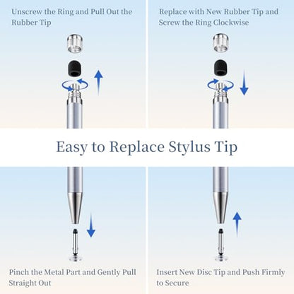 ChaoQ Stylus Pen for Touchscreen 6pcs 2-in-1 Stylus Pen for iPad iPhone | High Sensitivity and Precision Suitable for iPad iPhone Android Tablets and All Touch Screens - (Silver) - color: 6 Silver