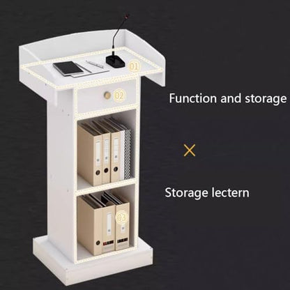 Presentation Lectern,Podium Podium Stand Luxury Podium Stand Wood Lecterns Pulpits for Churches with Drawers and Open Storage Reception Desk Portable Teacher Podiums Has - color: Black