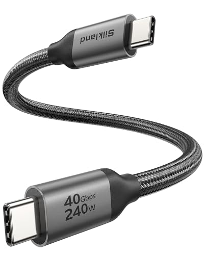 Silkland USB 4 for Thunderbolt 4 Cable 1FT, 40Gbps Data Transfer, 240W PD 3.1 Fast Charging, 8K/5K@60Hz, Short USB C Data Cable, Compatible for SSD, MacBook, iPhone 17/16, Docking, Hub - size: 1FT