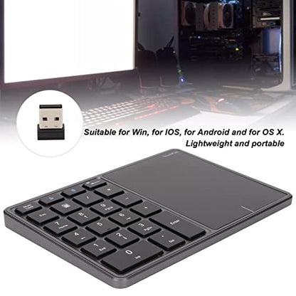 ASHATA 2 in 1 Number Pad, Mini 22 Keys Numeric Keypad, Blutooth 4.2 2.4G Dual Modes USB Number Pad Numpad with Touchpad for Laptop, PC, Desktop, Notebook(Iron)