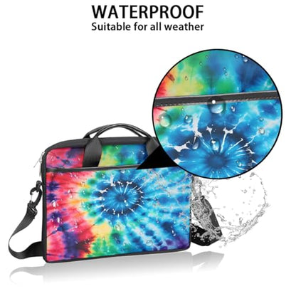 Laptop Shoulder Bag for Women Men, Waterproof Computer Case Messenger Bag Briefcase for Business Office Travel - color: Rainbow Tie Dye