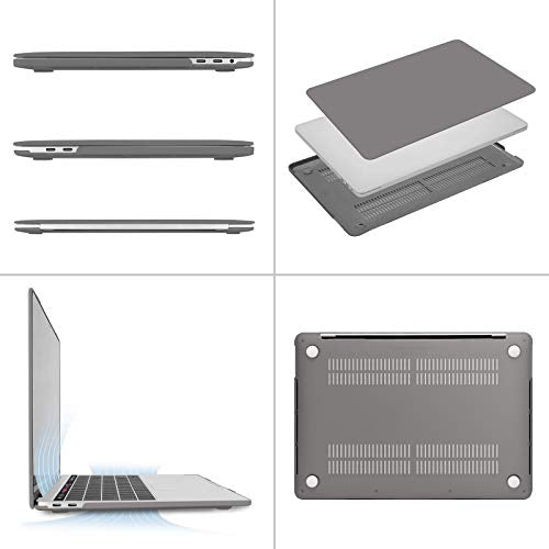 MOSISO Compatible with MacBook Pro 13 inch Case M2 M1 2026 2025 2024-2016 | A2338 A2251 A2289 A2159 A1989 A1708 A1706, Plastic Hard Shell&Keyboard Cover&Screen Film&Storage Bag, Gray - color: Gray