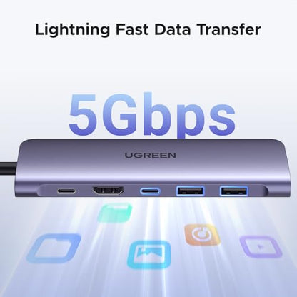 UGREEN USB C Hub for Laptop Revodok 7 in 1 Dock 4K HDMI to USB C Adapter | 100W PD Charging, USB-C & 2 USB-A 5Gbps Data Ports, SD/TF Card Reader for MacBook Neo/Pro/Air, iPad Pro, XPS, Thinkpad