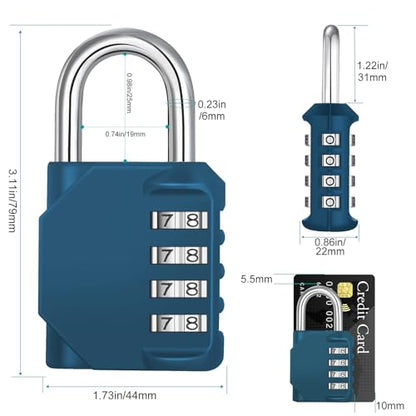 ZHEGE Combination Lock, 4 Digit Combination Padlock Outdoor (Peacock Blue) | School Lock, Gym Lock - color: 1P, Peacock Blue, size: 1P