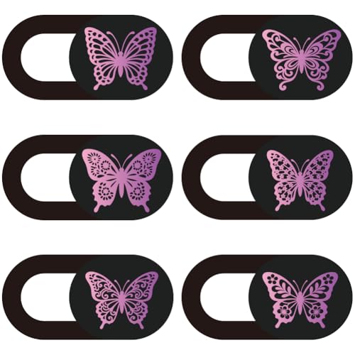 6Pcs 6 Styles Butterfly Camera Cover Slide Cute Privacy Guard Accessories, Phone Front Camera Blocker 0.04 Inch Ultra Thin for Laptop Desktop Computer Tablet Notebook Mini PC Office Use - color: Butterfly