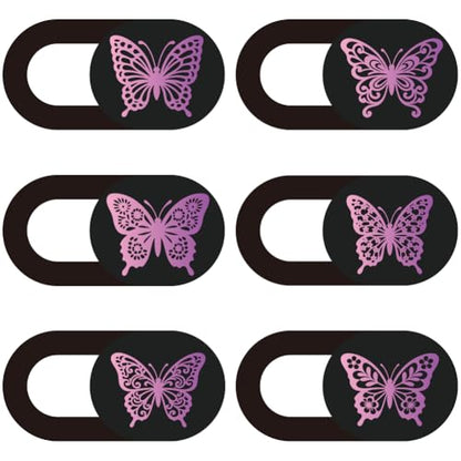 6Pcs 6 Styles Butterfly Camera Cover Slide Cute Privacy Guard Accessories, Phone Front Camera Blocker 0.04 Inch Ultra Thin for Laptop Desktop Computer Tablet Notebook Mini PC Office Use - color: Butterfly