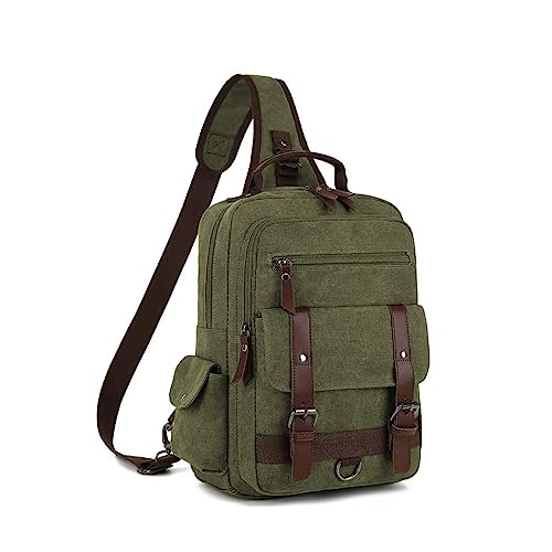 Vintage Messenger Bag, Canvas Backpack for Travel, Men's Shoulder Bag, Dual-use Bag for Hand Carry and Crossbody Carry - color: Green