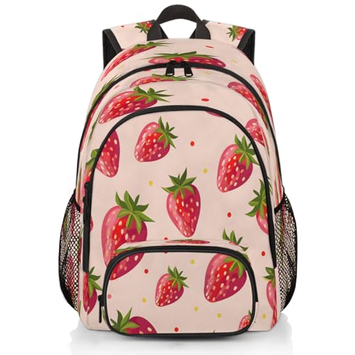 Strawberry Laptop Backpack for Women Men, 18.3 Inch Travel Work Backpacks, Strawberries Waterproof Computer Casual Daypack Nurse Teacher Bags - color: Multicolor 11