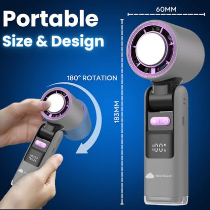 ArcticPad Portable Peltier Chill-Pad Fan - Cooling Handheld Fan with Cold Plate - 13K RPM, 100 Speeds & LED Display - USB Rechargeable Battery Powered Travel Fan - Midnight Black - color: Midnight Black