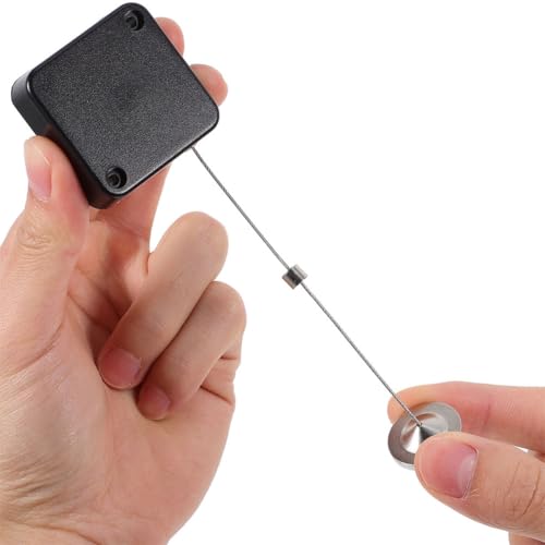 TEHAUX 3pcs Retractable Anti-Theft Security Cable Lock with 1-Meter Steel Wire Rope, Automatic Retractable Tether with Locking End and Iron Cap, Suitable for Laptop, Remote,