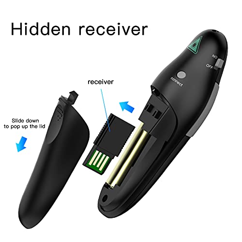 QUI Presentation Clicker Wireless Presenter Remote, Black, A | Clicker for PowerPoint Presentation Remote, PowerPoint Slide Advancer for Mac/Windows/Google Slide/Keynote - color: Black