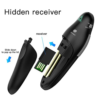 QUI Presentation Clicker Wireless Presenter Remote, Black, A | Clicker for PowerPoint Presentation Remote, PowerPoint Slide Advancer for Mac/Windows/Google Slide/Keynote - color: Black