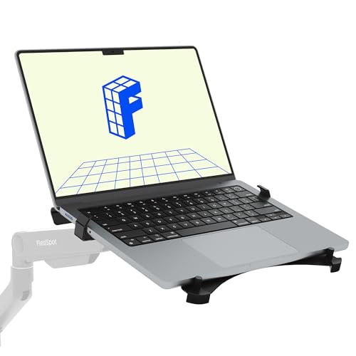 FLEXISPOT Laptop Tray for Monitor Arm, VESA Mount 75x75&100x100mm, Fits Laptops up to 17.3in, Notebook Tray with Lockable Clips for Home Office- Black