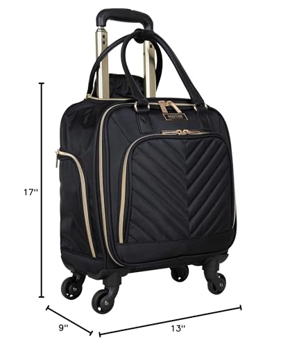 Kenneth Cole REACTION Chelsea 2-Piece Bundle - 17" 4-Wheel Spinner Underseat Carry-On Luggage & Matching 15" Laptop Backpack, Black - color: Black, size: 2pc Bundle (Underseater+Backpack)