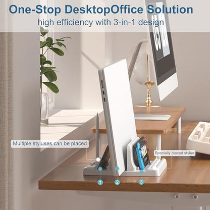 Vertical Laptop Stand, Adjustable 3 in 1 ABS | Space-Saving Desktop Dock, Compatible with MacBook, HP, Dell, Microsoft Surface, Fits Most Laptops (White, 1 Slot) - color: White-1 Slot Version