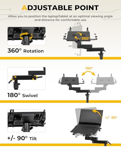 Truck Laptop Mount Fit for 2024 2025 2026 Toyota Tacoma Computer Mount Stand Holder Desk Tablet Holder Accessories, for Passenger Seat Fit Laptop Up to 17"