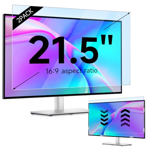 IPROKKO 2 Pack 21.5 inch Anti-Blue Light Monitor Screen Protector for 16:9 Widescreen, Removable Anti Glare Blue Light Blocking Screen Filter, Anti-UV Eye Protection PC Computer Film [Washable Wipes Clean] - size: 2pcs 21.5inch 16:9