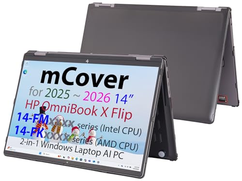 mCover Hard Case ONLY Compatible for 2025+ 14" HP OmniBook X Flip 14-FMxxxx 14-FKxxxx 2-in-1 (with 360° Hinge) Windows Laptop (NOT Fitting Any Other HP Models)- Black - color: Black
