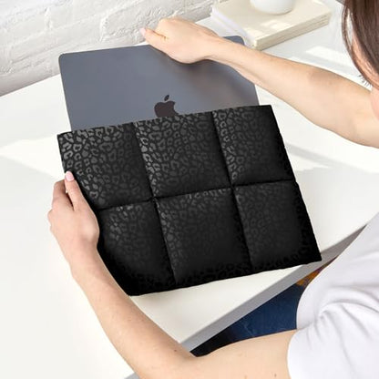 Vandel Puffy Laptop Sleeve 13 inch - 14 inch Waterproof Laptop Sleeve Case | Compatible with 13 inch MacBook Air/Pro 13 / MacBook Pro 14, iPad Pro 12.9, 13.3 in HP Dell, Air Case, Computer Bag Cover - color: r. Grid Black Leopard