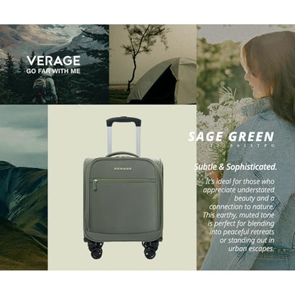 Verage Underseat Carry On Luggage with Wheels,14.5-Inch Spinner Small Suitcase, Softside Lightweight Travel Bag for Men and Women, Airplane Carry On Bag, Sage Green - color: Gray green, size: Basic Underseat