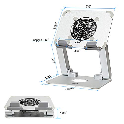 Surface Pro Tablet Stand with Quiet Cooling Fan for Microsoft Surface & iPad Pro/Air/Mini,Samsung Galaxy,Up to 13'' Tablets - color: Silver