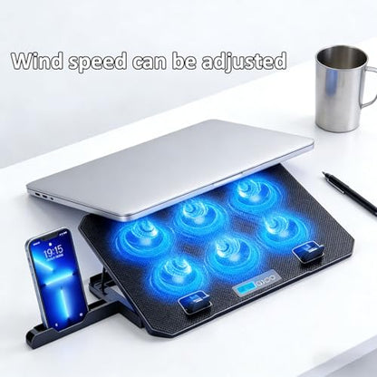 Laptop Cooling Pad 6 Quiet Fan for Laptop Gaming Fan Pad 5 Height Adjustable 2 USB Port Phone Holder Lightweight Stand - color: Standard