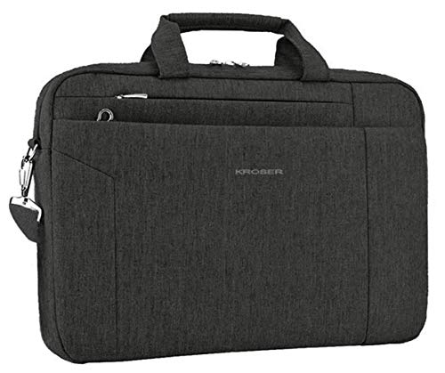 KROSER Laptop Bag 15.6 Inch Briefcase Shoulder Bag Water Repellent Laptop Bag Bussiness Carrying Handbag | Built-in luggage strap & TSA friendly, multi compartments, suitable for business, office, travel, men and women - color: Black
