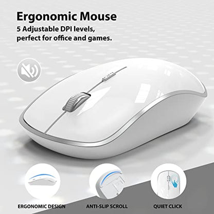 Wireless Keyboard Mouse, JOYACCES 2.4G Compact and Ultra Slim Wireless Keyboard and Mouse for Windows, Computer, Desktop, PC, Laptop-Sliver - color: silver white