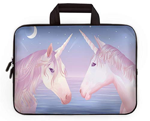 14 15 15.4 15.6 inch Laptop Handle Bag Computer Protect Pouch Holder Notebook Sleeve Neoprene Cover Soft Carrying Travel Case Fit Dell Lenovo Toshiba HP Chromebook ASUS Acer(Pink Two Unicorn) - color: Pink Two Unicorn