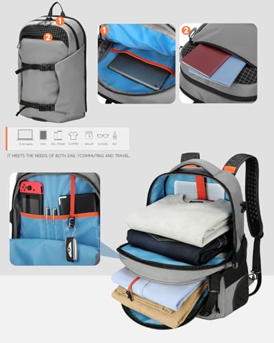 2-in-1 Detachable Rolling Backpack & Daypack, 56L Large Backpacks with Wheels Fits 17 Inch Laptop, Water Resistant, Carry On Luggage for College, Travel, Camping, Hiking Grey - color: Grey, style: Rolling Backpack