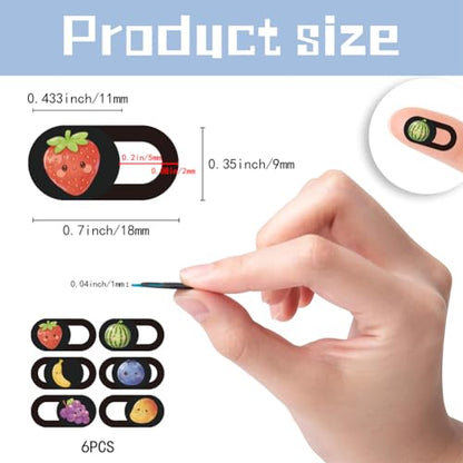 6Pcs 6 Styles Cute Laptop Camera Cover Fruit Privacy Guard Accessories, 0.04 Inch Ultra Thin Webcam Cover Slide Protector Blocker for Desktop Computers Tablet Notebook Mini PC Office Use - color: Fruits